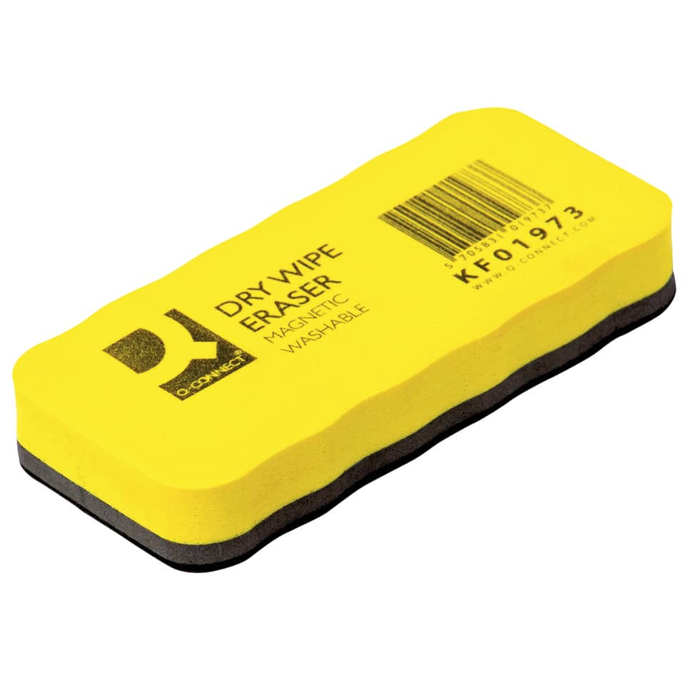dry-wipe eraser, magnetic, washable, yellow, two-layer