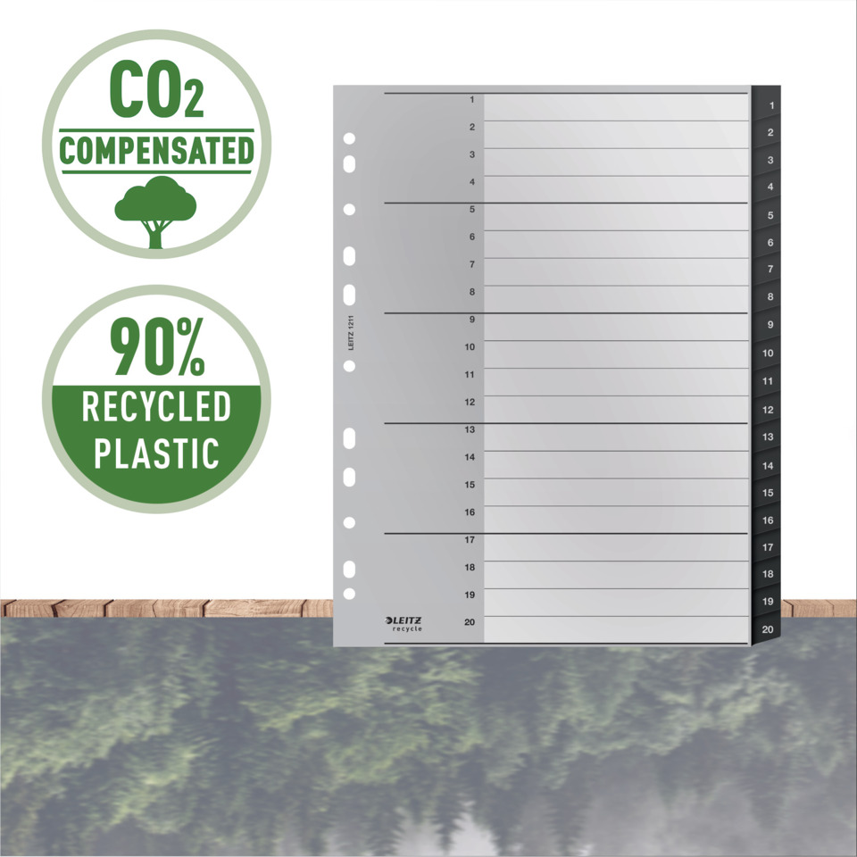 CO2 kompensiert, 90% recyceltes plastik, Notizblock, Linienkalender, Lochentblech, recycling box, sheet protector, planner insert, datei-ordner, vertikale schiene