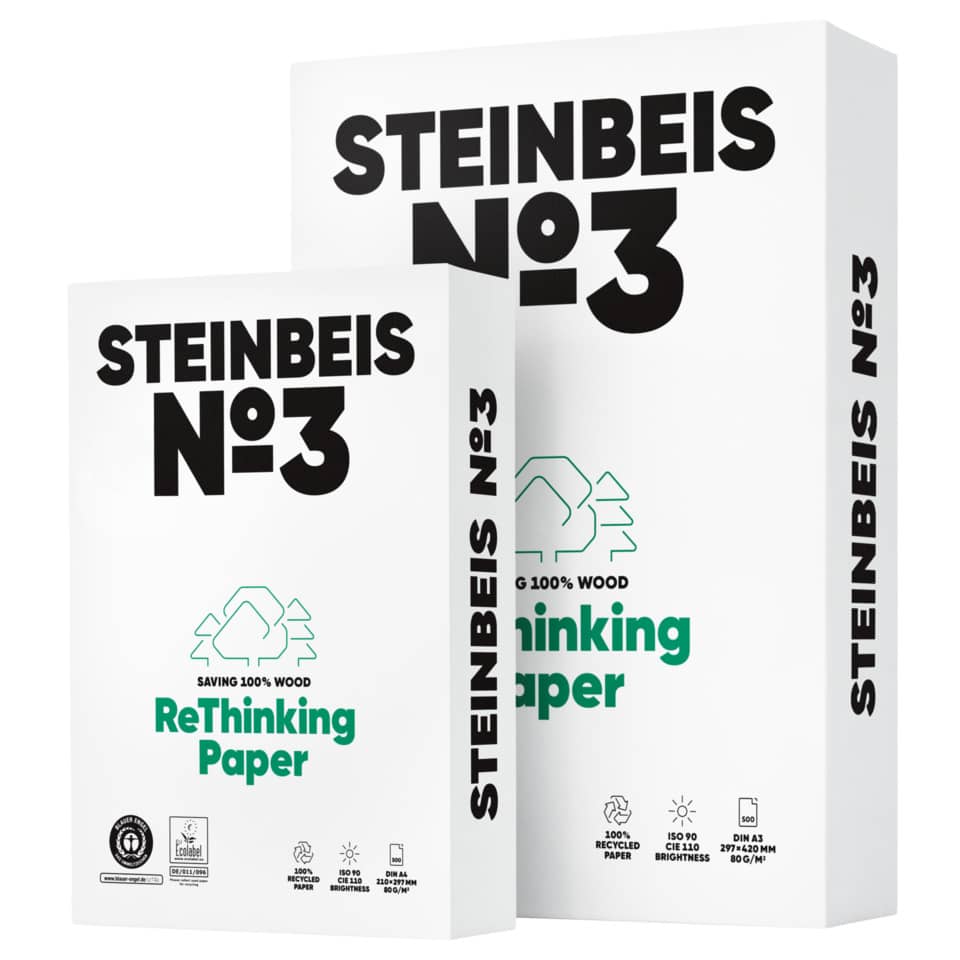 ReThinkung Papier, Holzpapier, Steinbeis No.3, 100% Holz, Recyclingpapier