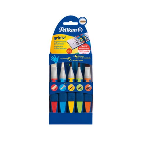Pinsel Grundschul-Set griffix® Synthetik, 5 Stück PELIKAN 100401604