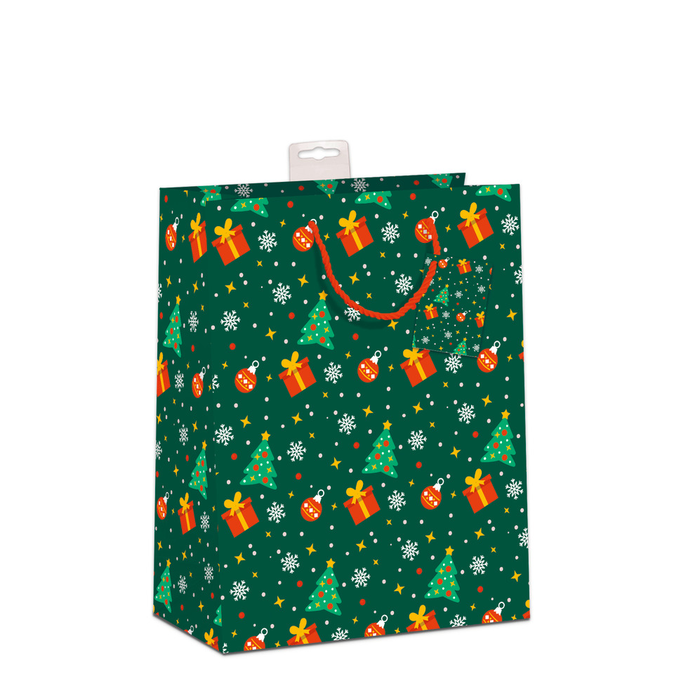 Geschenktüte, Weihnachtsmotiv, Tannenbaum, Presents, Schneeflocken