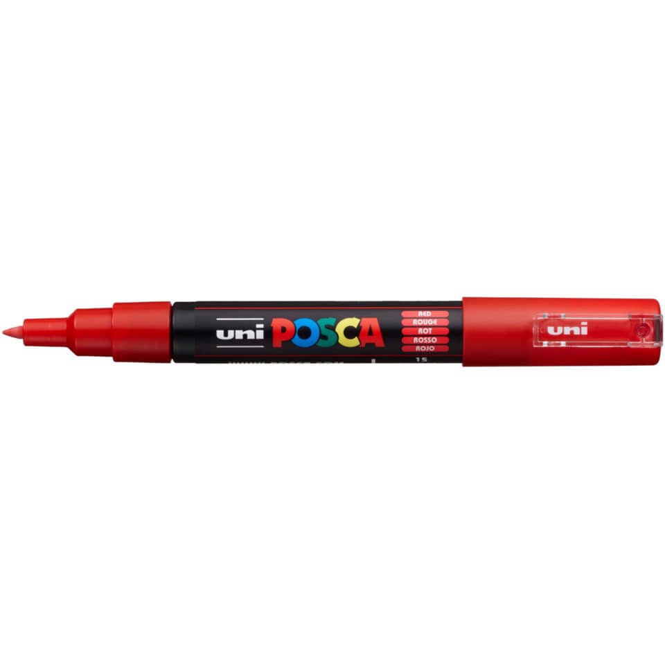 Marker, Permanent marker, Red, Dual-tip, Uni Posca