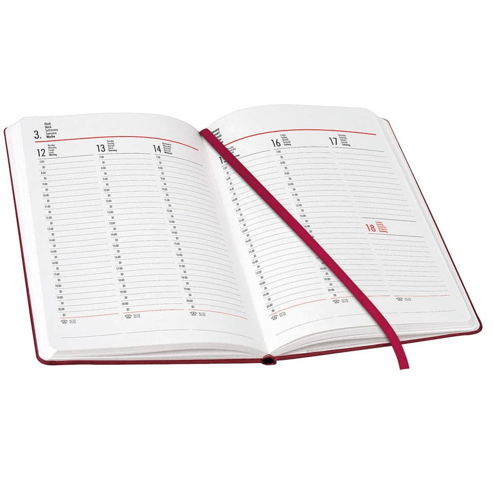 Notizbuch, Tagebuch, Kalender, Planer, Gehäuserot