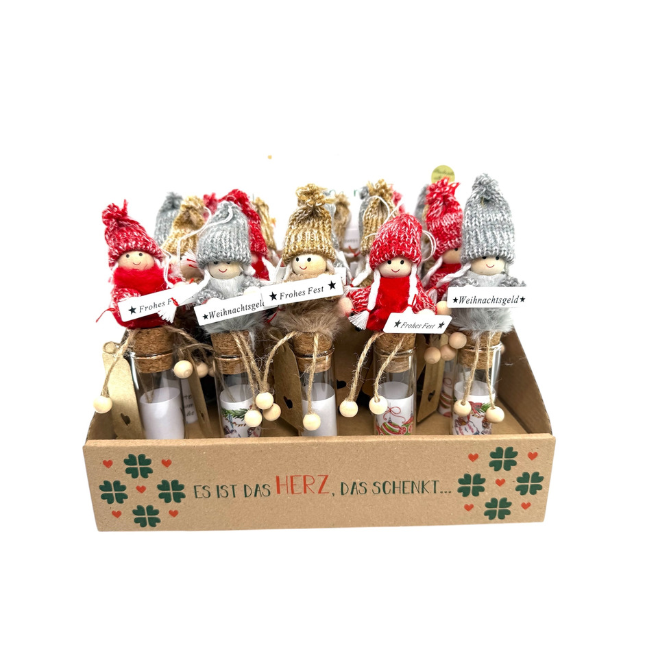 Weihnachtsdeko, Miniaturen, Flaschenanhänger, Jutebeutel, Kleiner Figurenset