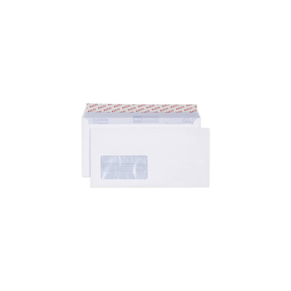 Briefumschlag Proclima mit Fenster, DIN lang, 100g/m², haftklebend, 500 Stück, weiß ELCO 38779