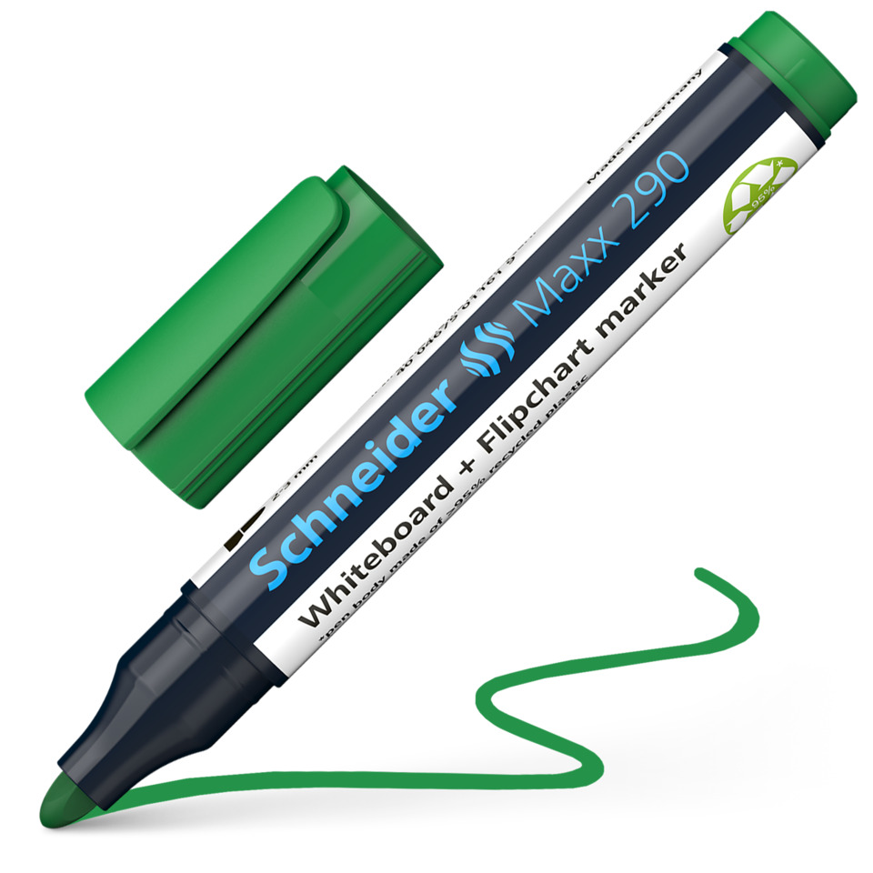 Whiteboard-Marker, Filzstift- Spitze, Grüner Deckel, Grüne Tinte, Markierungslinie