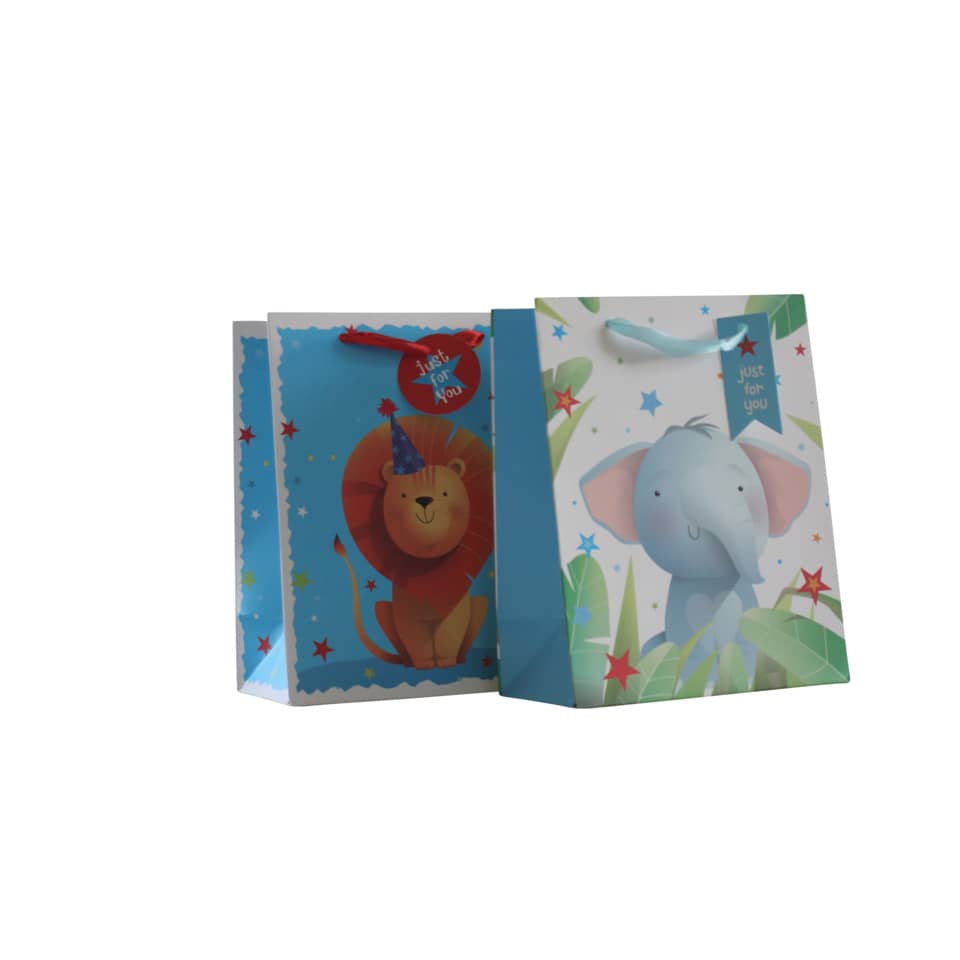 Geschenk-Tüten, Tiermotiv, Elefant, Löwe, Bunte Muster