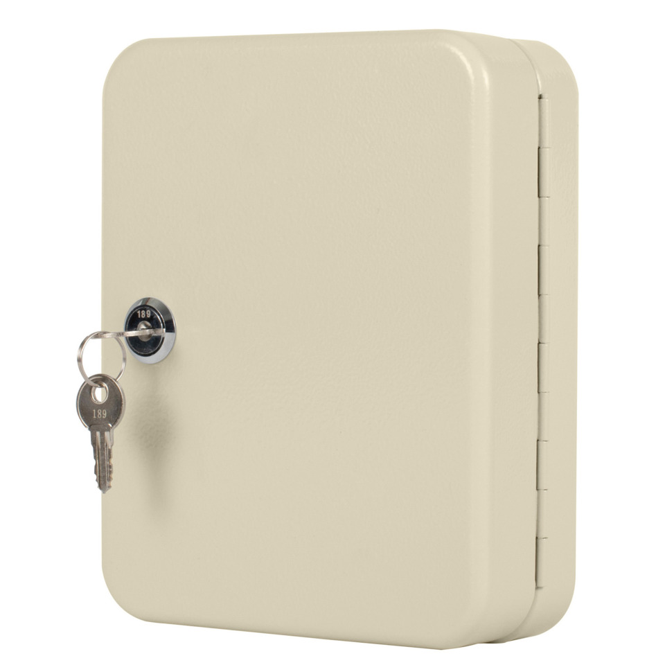 Safe, Lockbox, Keyed lock, Wall mount, Beige color