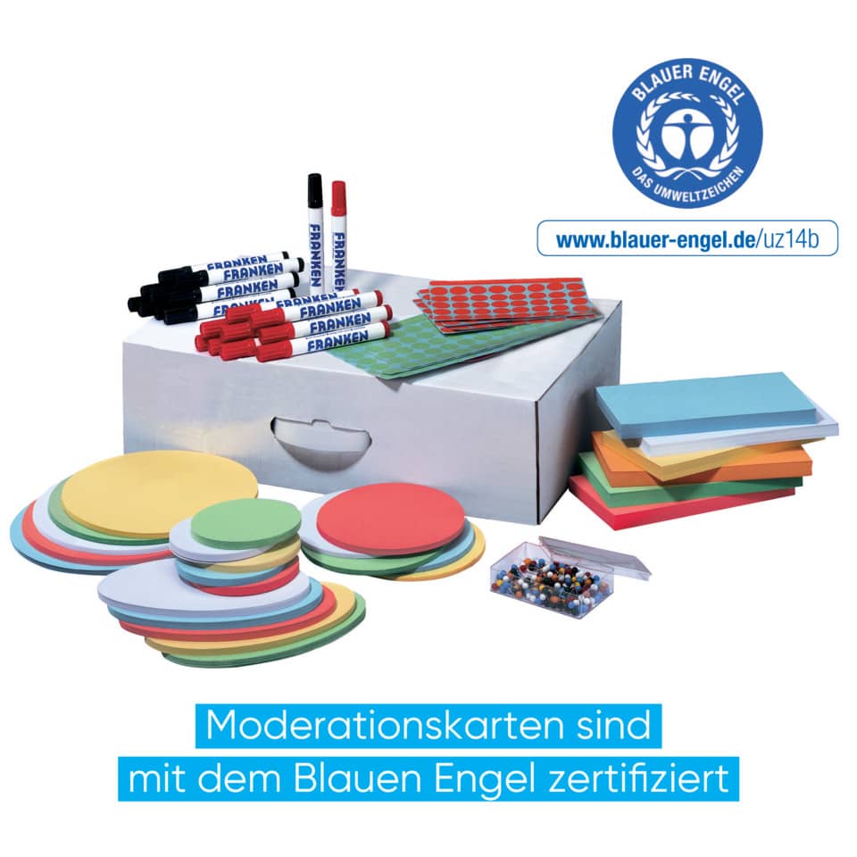 Moderationskarten, Punkte-Board, Klebebodenset, Marker, bunte Kreise