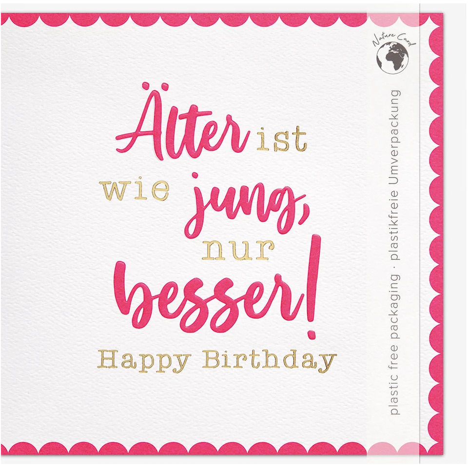 Karte, Geburtstag, Spruch, Pink, Hochglanz-Design
