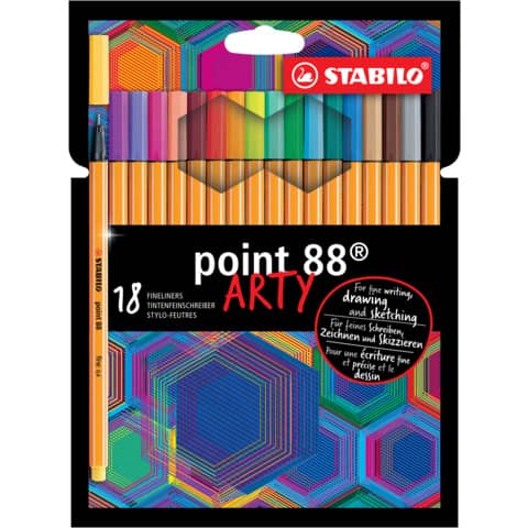 Fineliner point 88® Etui "ARTY", Kartonetui mit 18 Stiften STABILO 8818/1-20