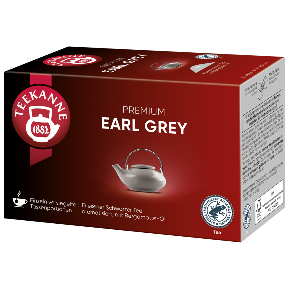 Tee, Earl Grey, Kunststoff?, Kartonverpackung, Teekanne-Logo
