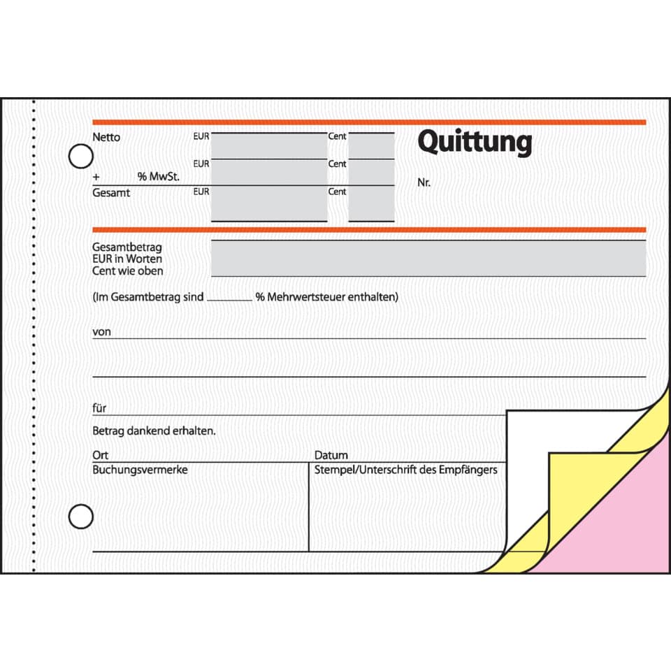 Quittung, Rechnungsvordruck, Kassenformular, Kassenbeleg, Euro-Quittung