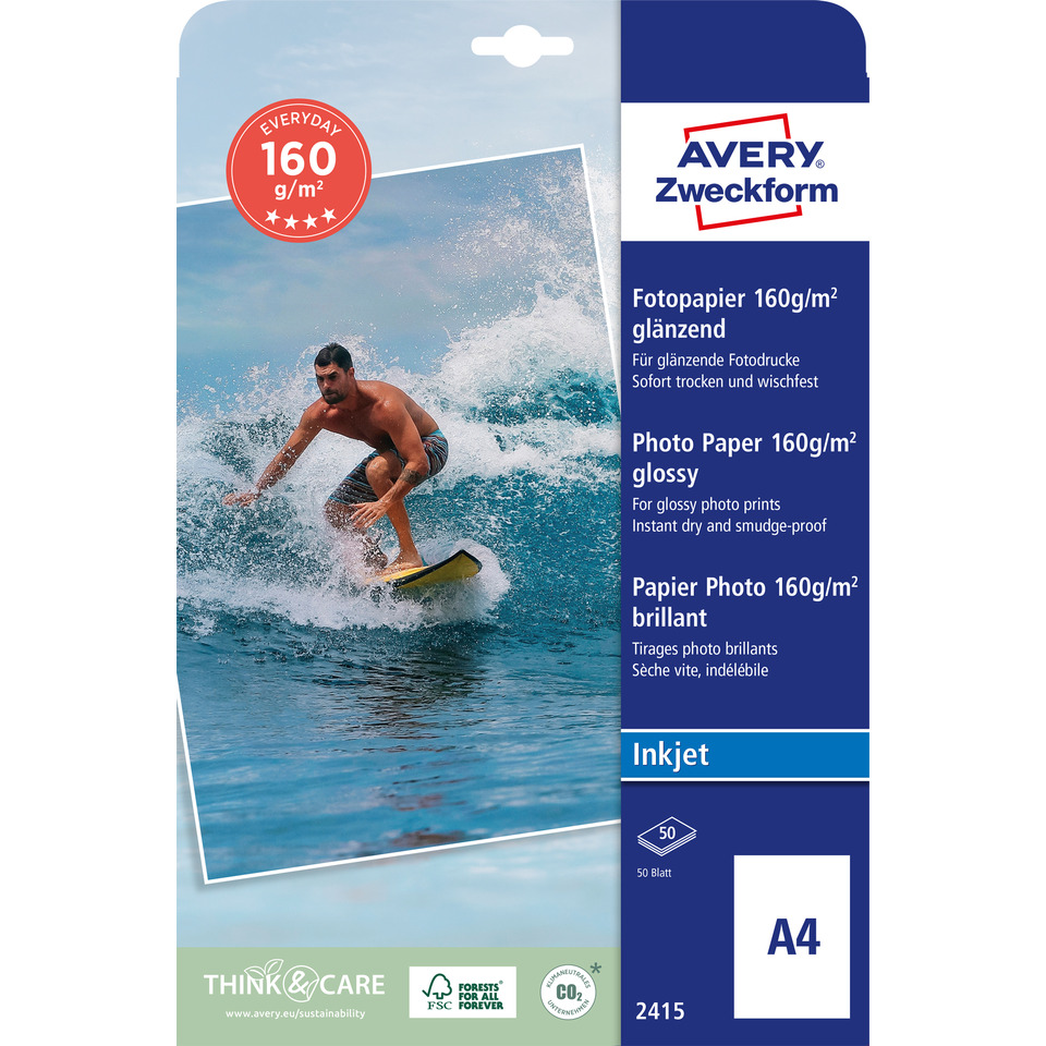 A4 Inkjet, Fotopapier, Glänzend, 160 g/m², Wellenreiter