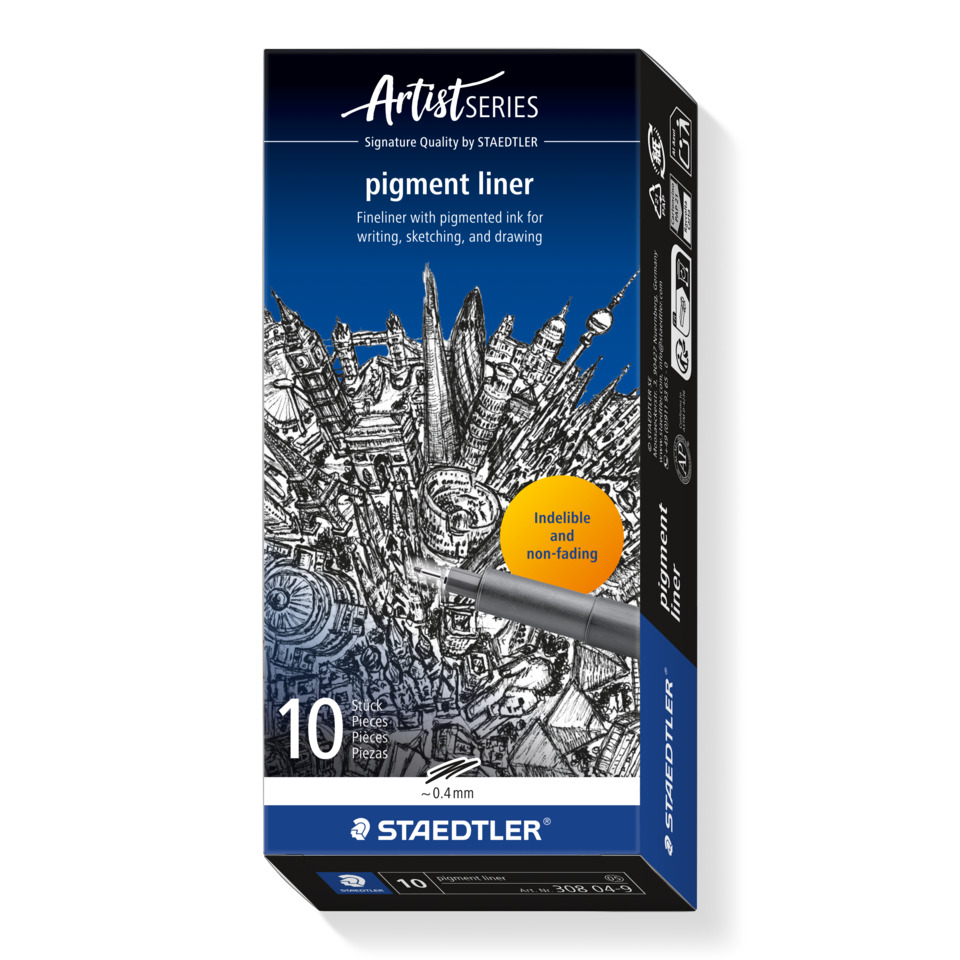 pigment liner, ink pen, fineliner, art supplies, 10 pieces