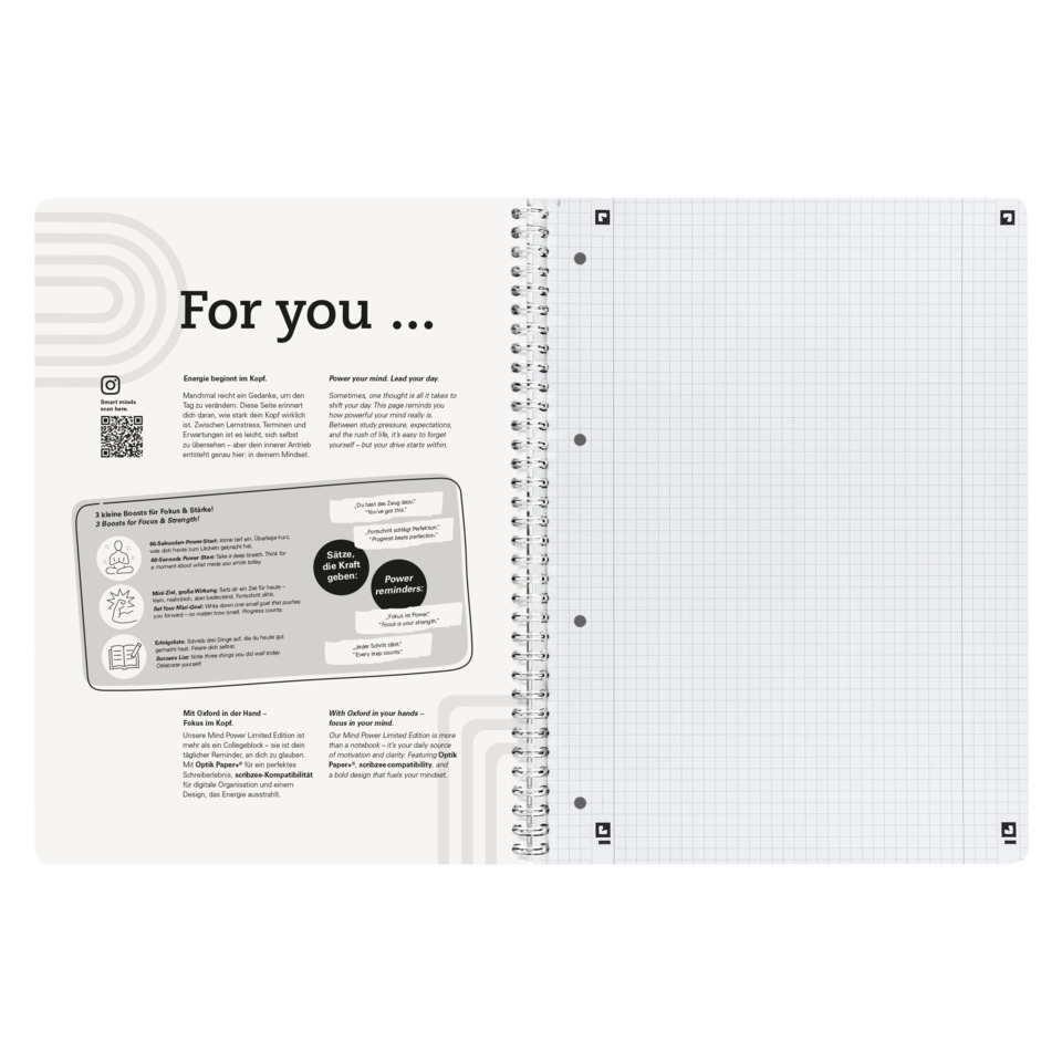 spiral notebook, Gitterseite, Notizbuch-Dossier, weißes Notizbuch, linke Seite Text