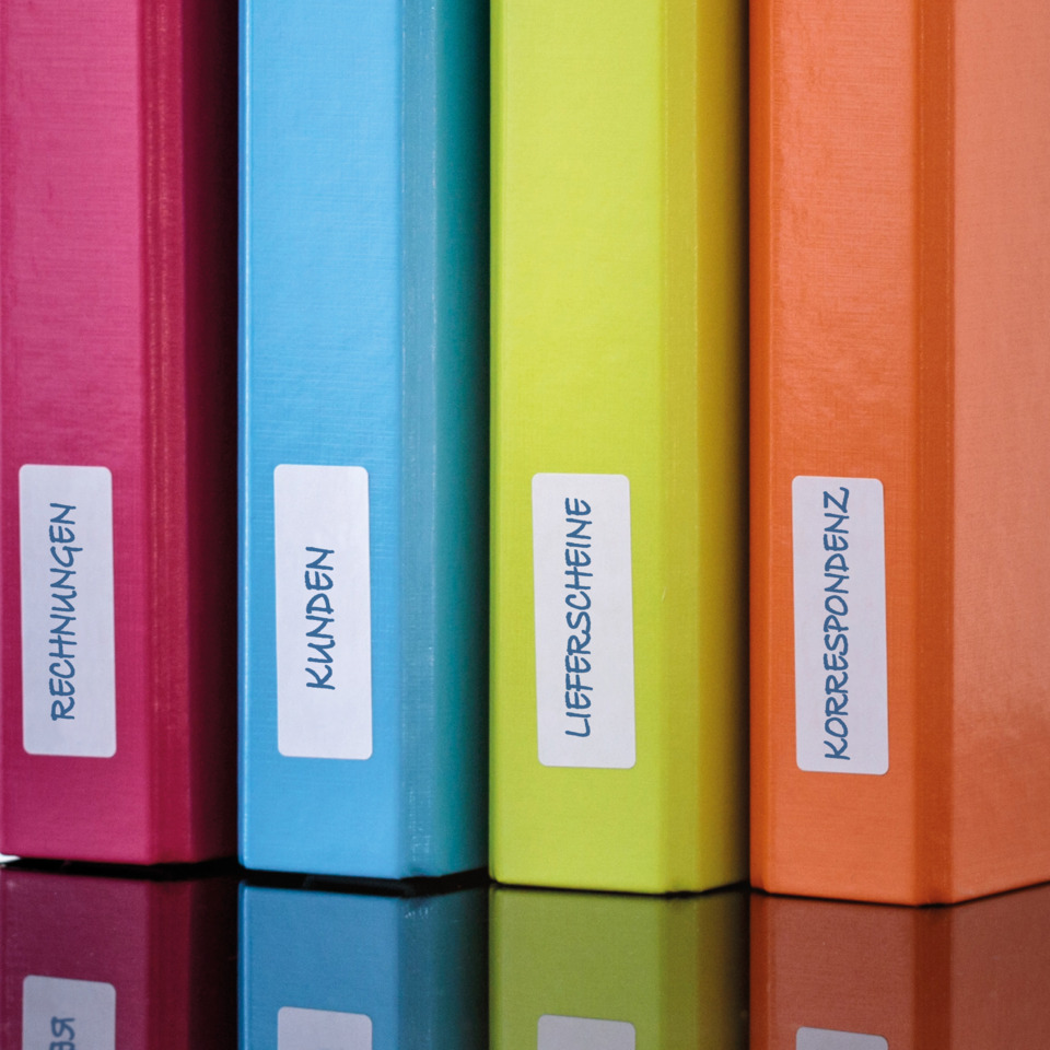 Ordner, Schachtel, Ordneretikett, bunte Ordner, Label-Aufkleber, Ordner, Bücherordner, Farbfächer, Label, Spine Labels