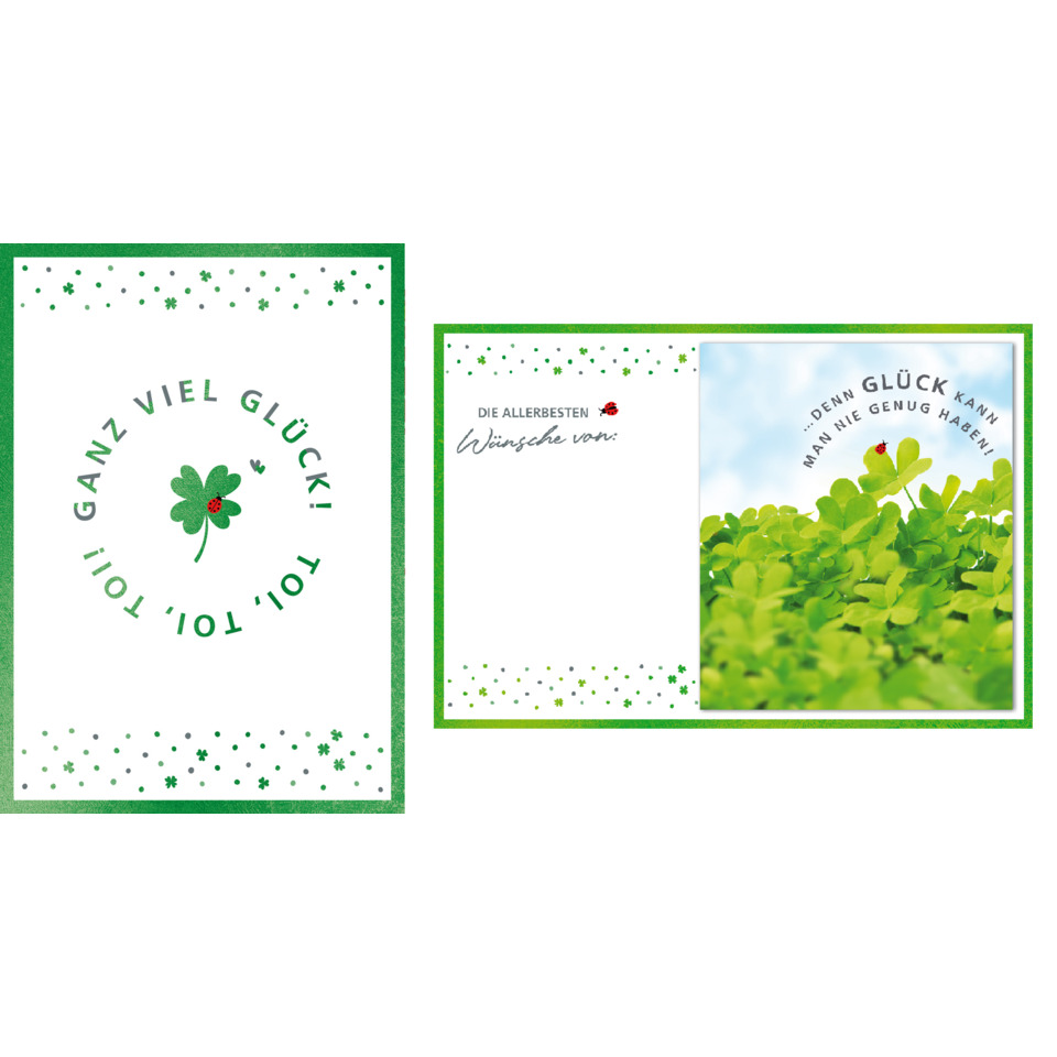 Grußkarte, Kartendesign, Kleeblatt, Grün, Frühling