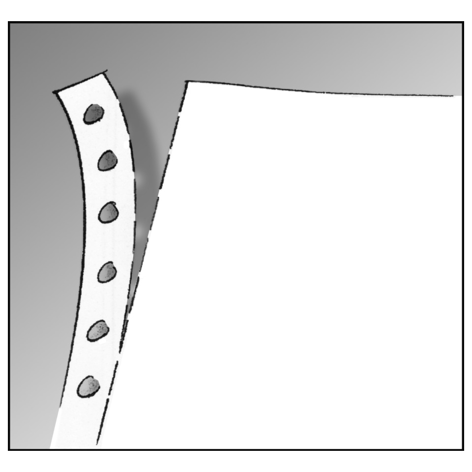 Schäle, Filmband, Kante, gekrümmt, Löcher, weißes Objekt, filmstrip, edge, holes, curved, sheet