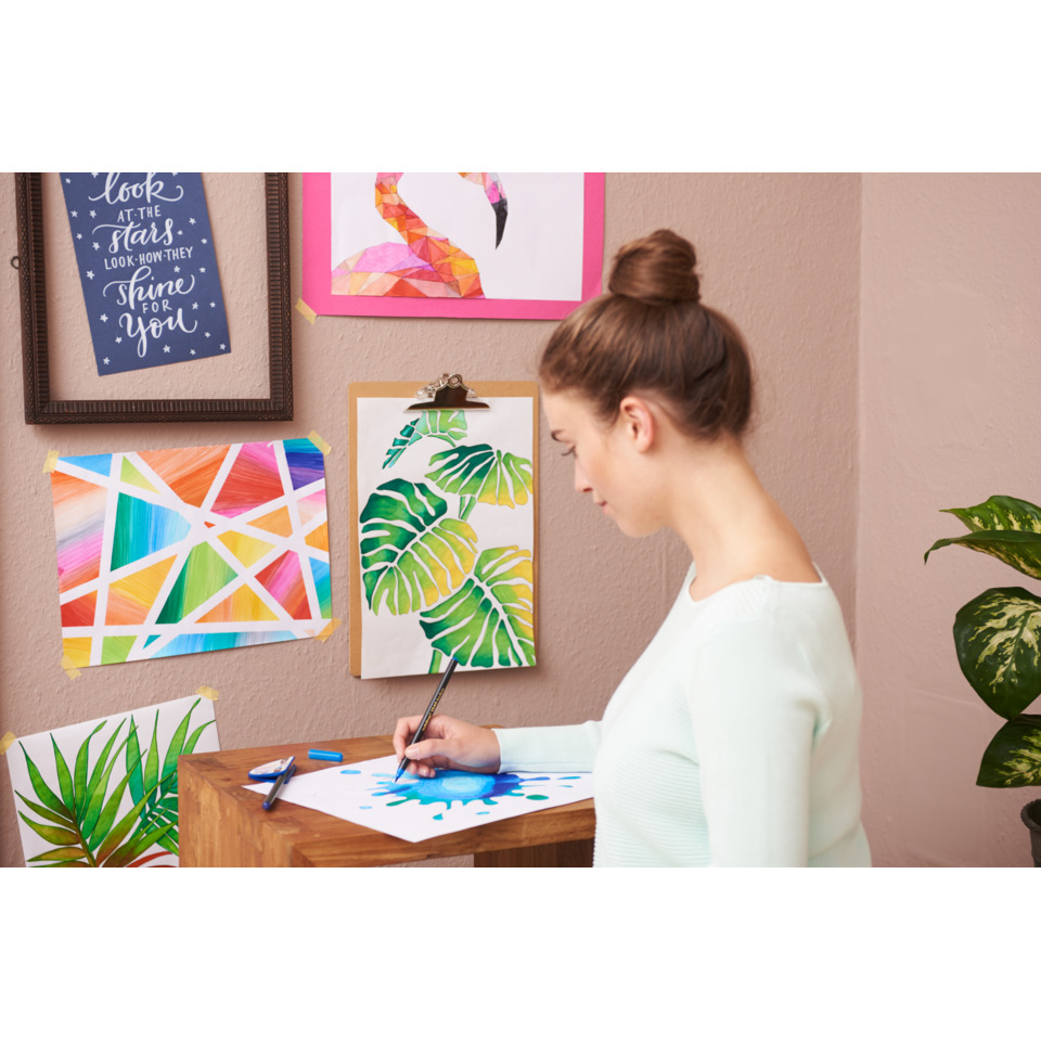 Kunstwerk-Set, Wandkunst, Pflanzenmotiv, Acrylfarben, Skizzenpapier