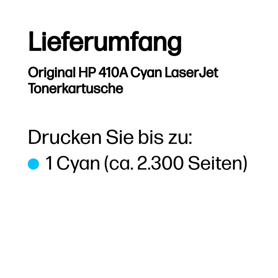 Tonerkartusche, HP 410A, Cyan, Druckerzubehör, Tonerkartusche