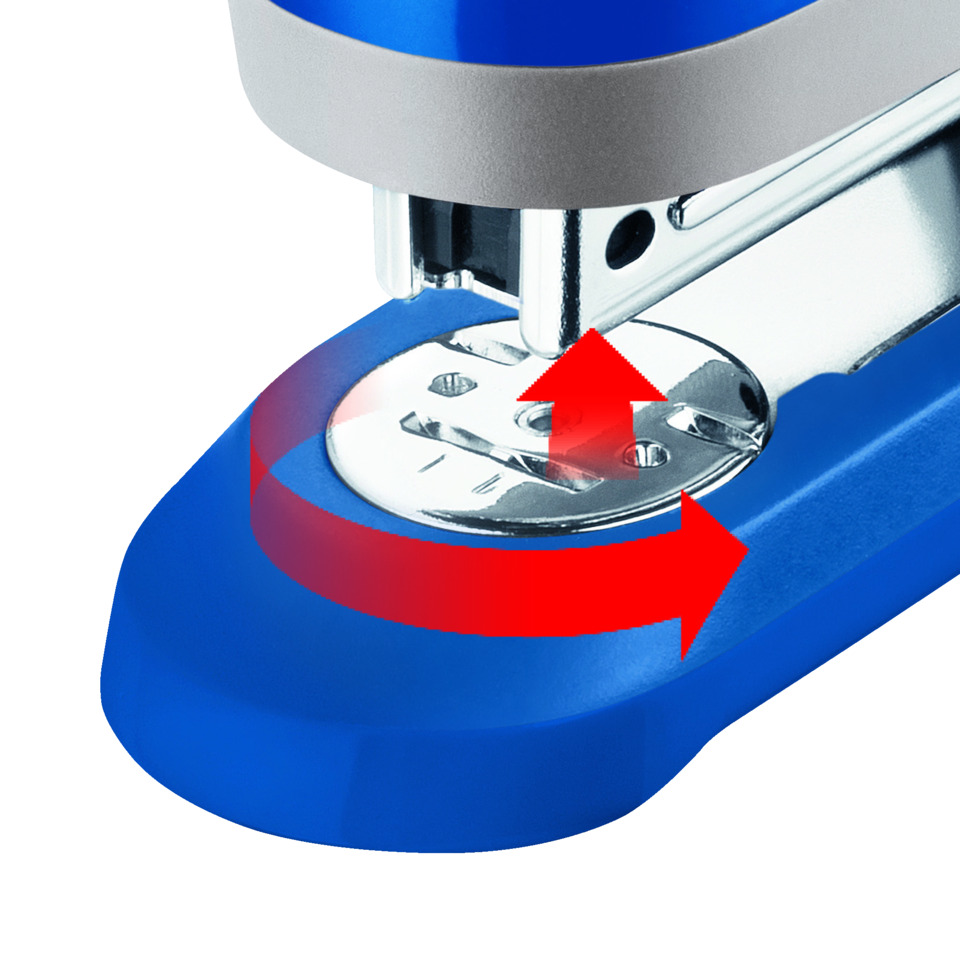 stapler, Mechanismus, Metall, blau, runderfuß