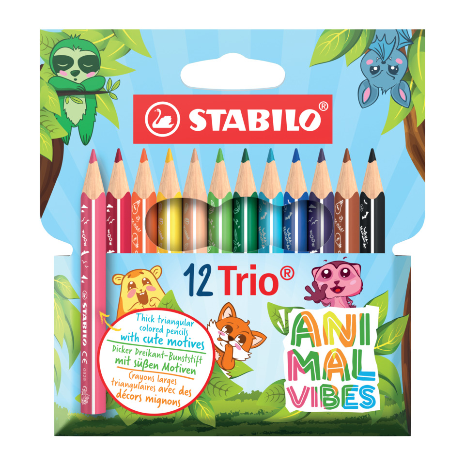 Buntstifte, 12 Stück, Triolabel, Holzstifte, Motivstifte