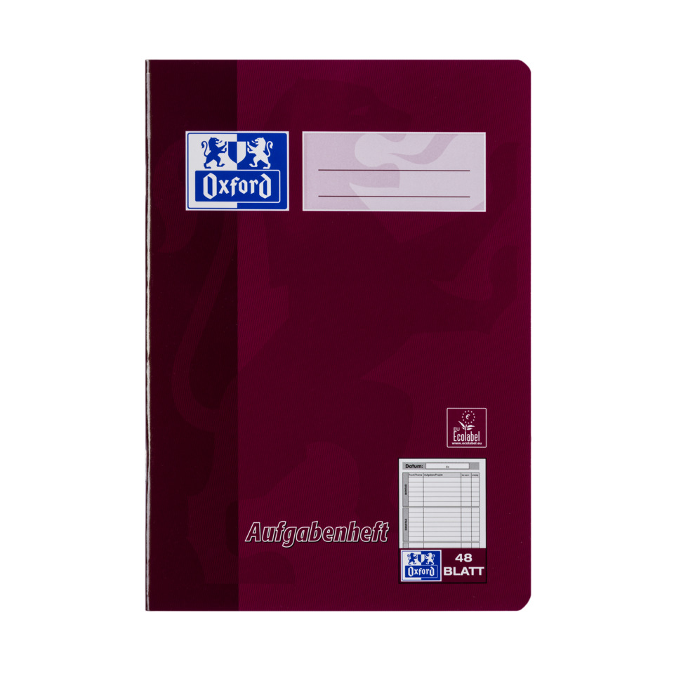 Notizblock, Aufgabenheft, Oxford, Kuhlschrank?, Ecolabel?