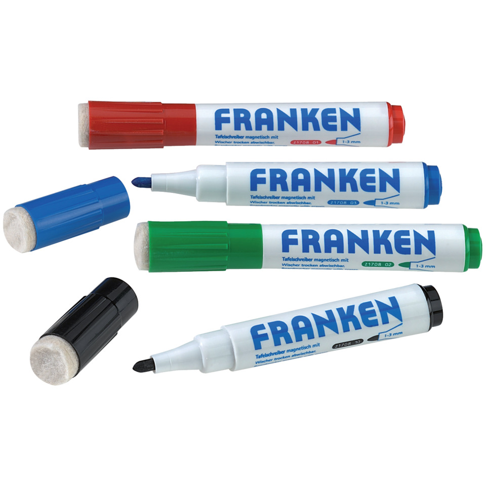 Whiteboard marker, Magnetic marker, Chisel tip, Assorted colors, Franken brand visible