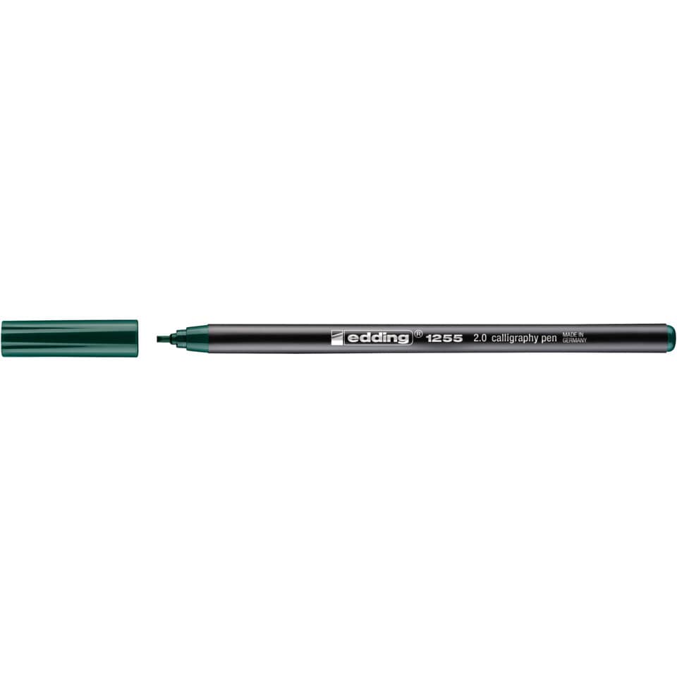 Kalligraphiefedernstift, Marker, grüne Kappe, schwarzer Körper, made in Germany