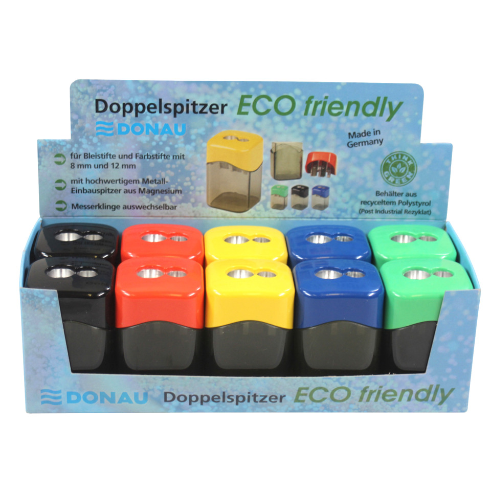Dosenspitzer doppelt - ECO friendly, sortiert im Display DONAU 7821010-99