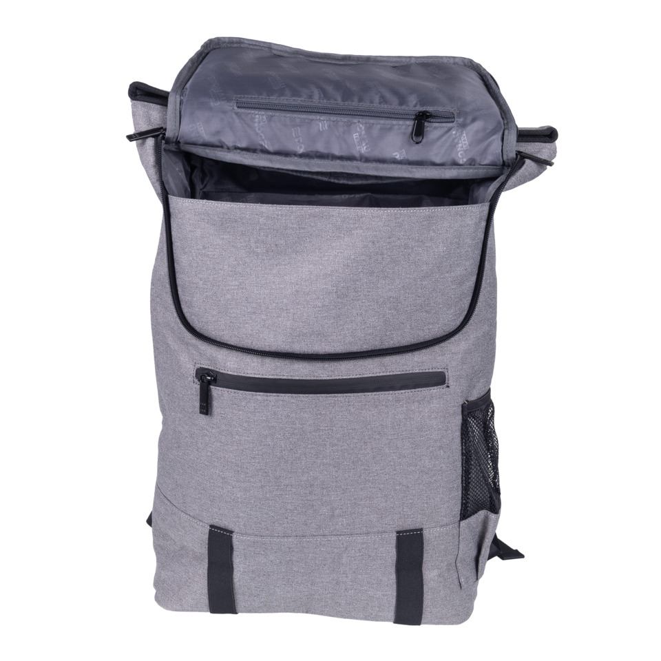 Rucksack, Grau, Vorderfach, Reißverschlussfach, Netztasche seitlich