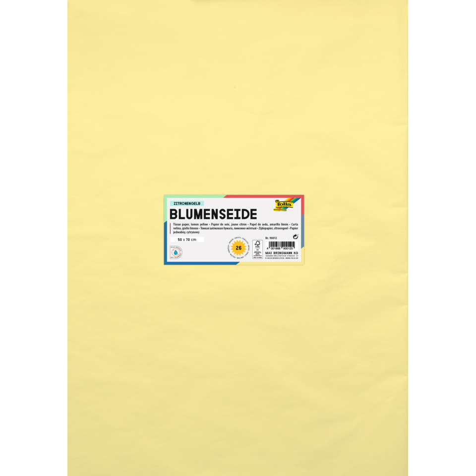 Blumenseide, Papier, Gelb, Packung, Größe 50x70 cm, Blumenseide, Schnittpapier, Zitronengelb, Papier, 50 x 70 cm