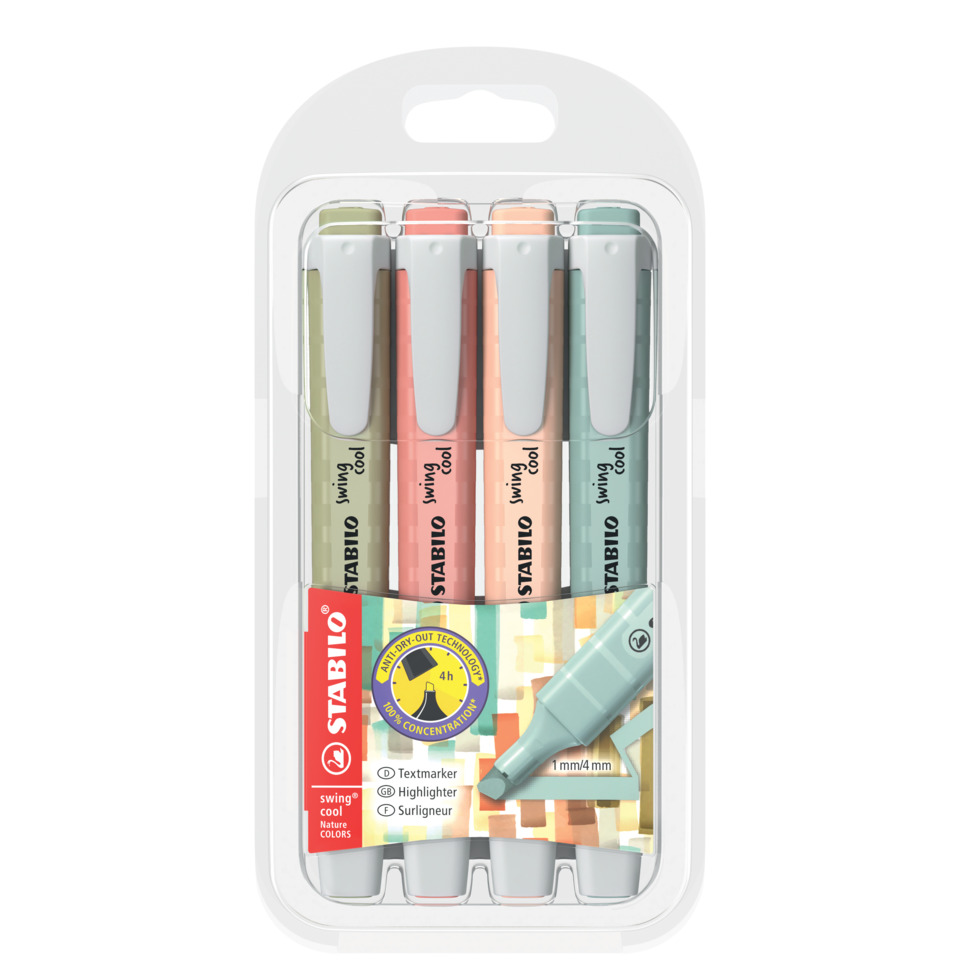 Highlighter, Marker-Set, Pastellfarben, 4 Spitzen, Konzentrierte Tinte