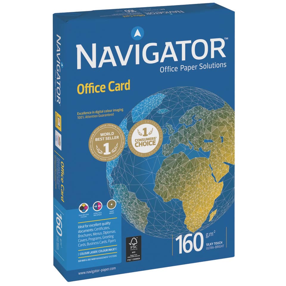 Office Card, Navigator, Globus Grafik, 160 g/m², Mehrfarbig
