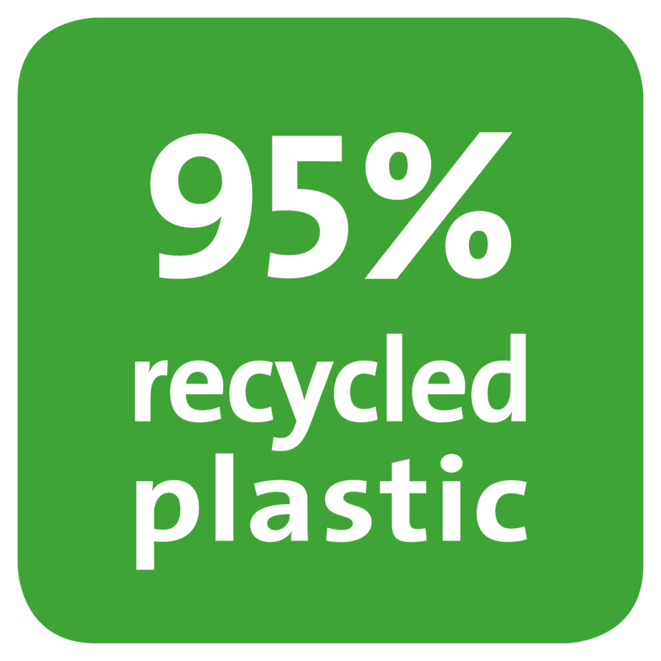 recyceltes Kunststoff, grünes Quadrat, 95%, Kunststoff, Öko-Label