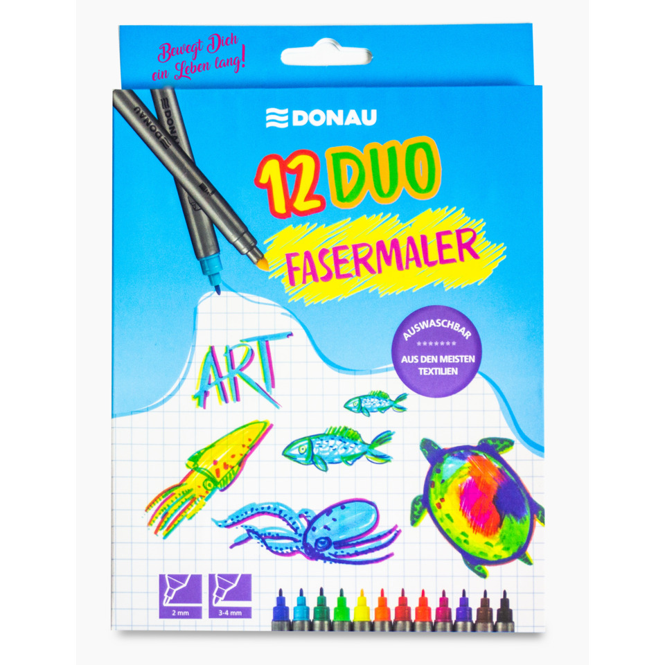 Faserstifte, Aquarell, Kinderkunst, 12er Set, Motivfische