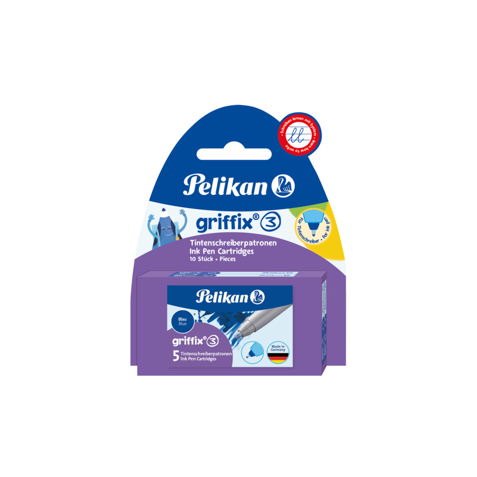 Ink pens, Tintenpatronen, Griffix 3, Blau, Packung
