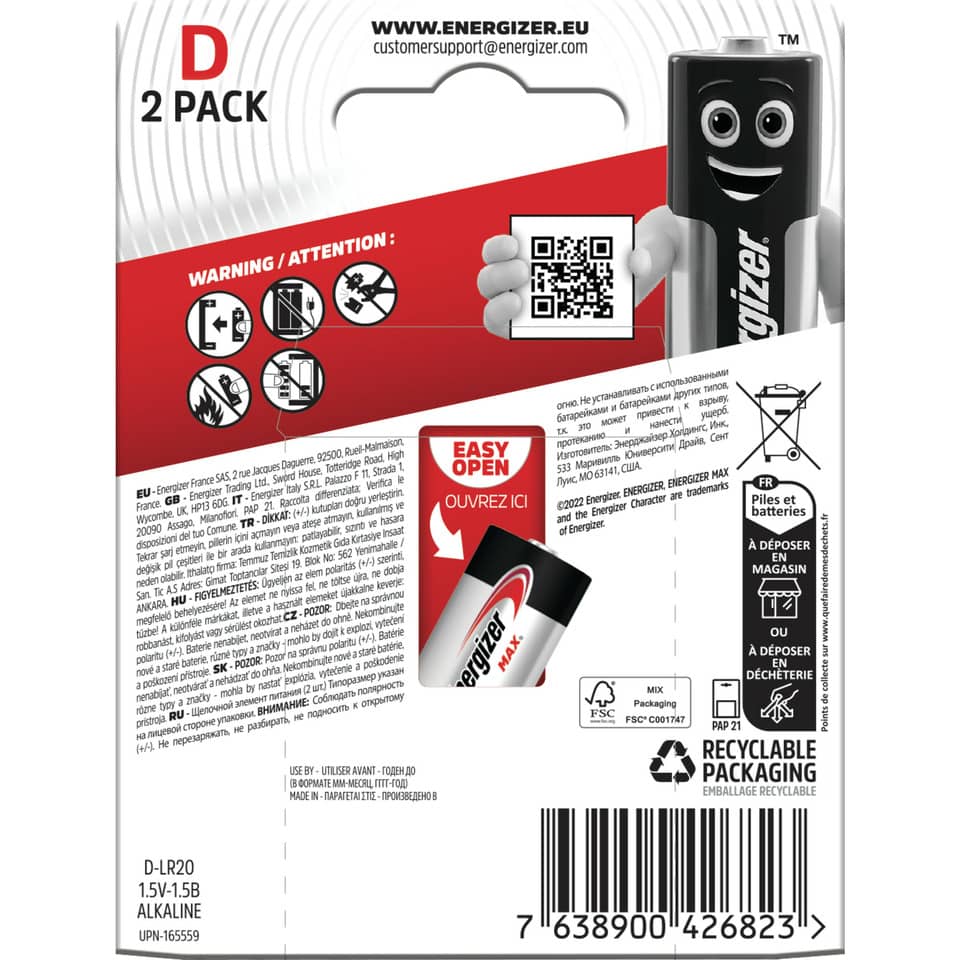 battery, alkaline, AA, packaging, recyclable packaging