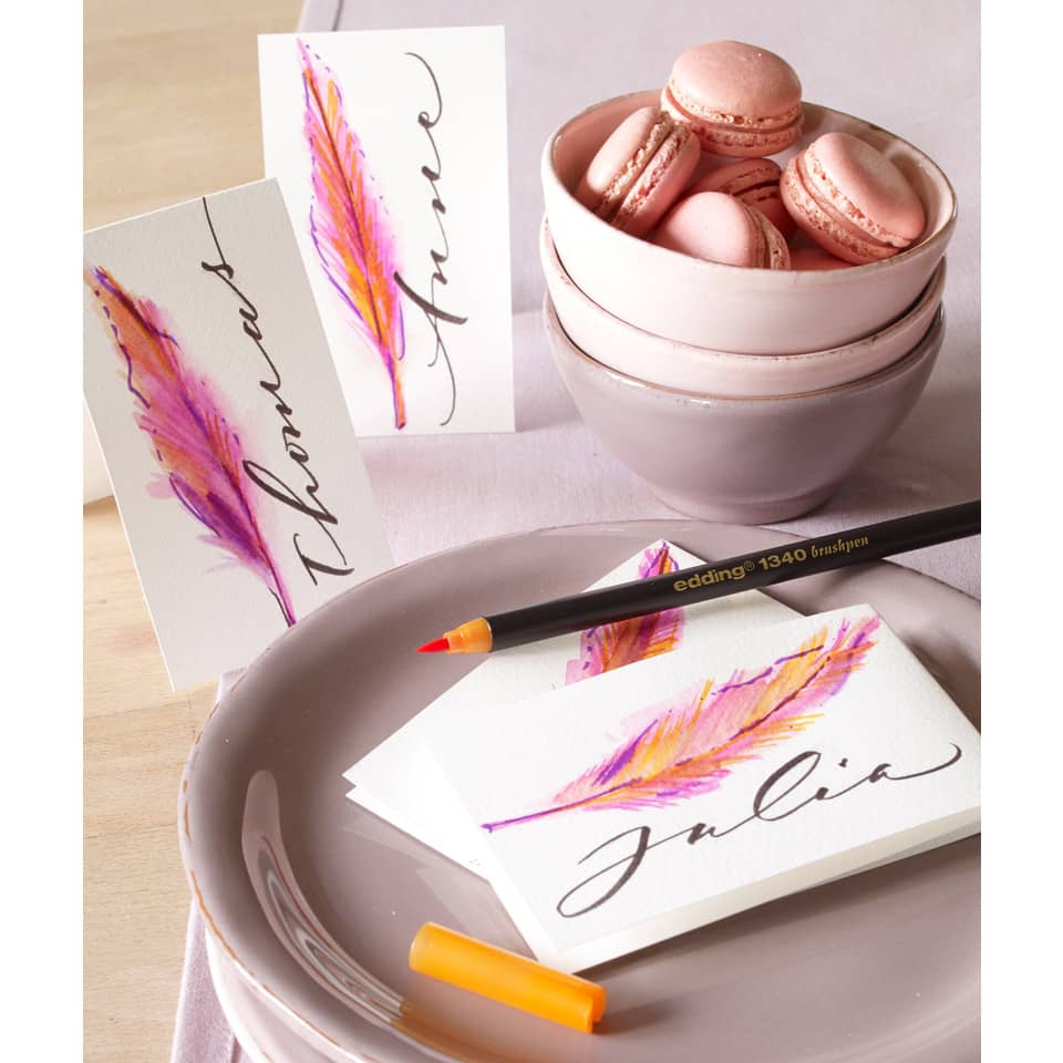 macarons, Schale, Karten, Bleistifte, Feder, rosa, Pastell