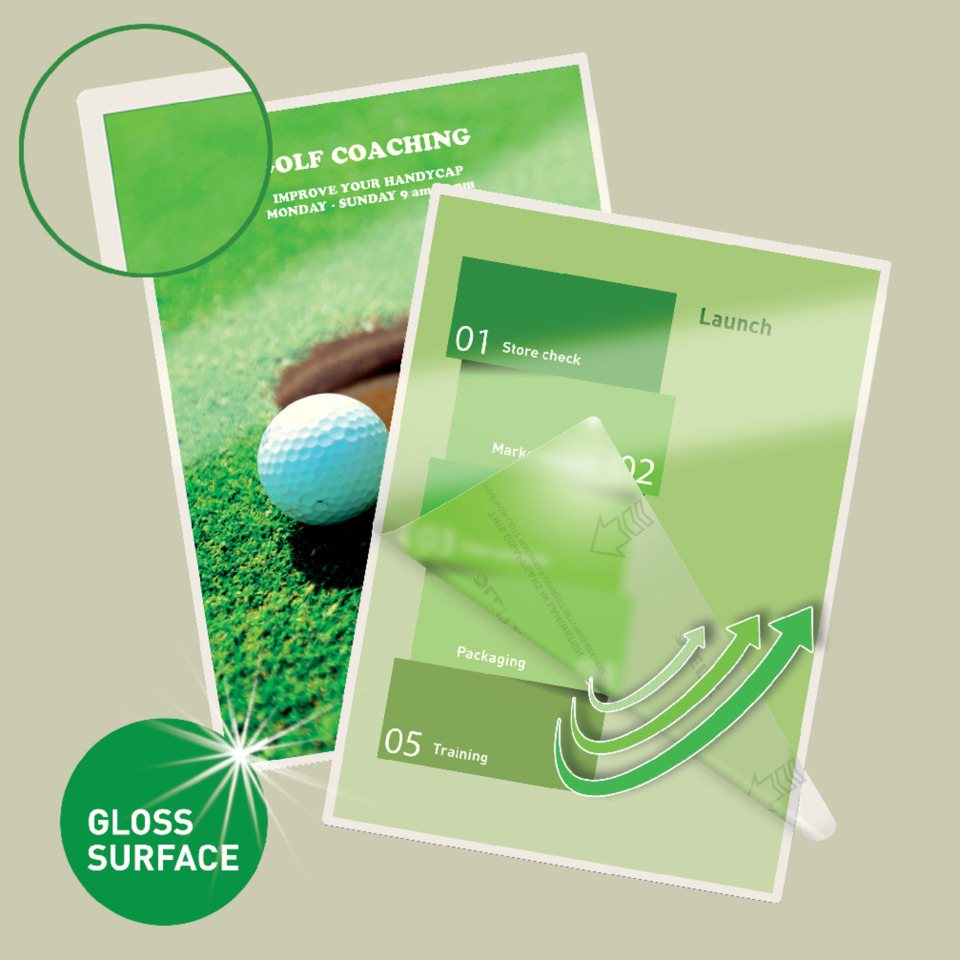 golf ball, green card, gloss surface, training, packaging