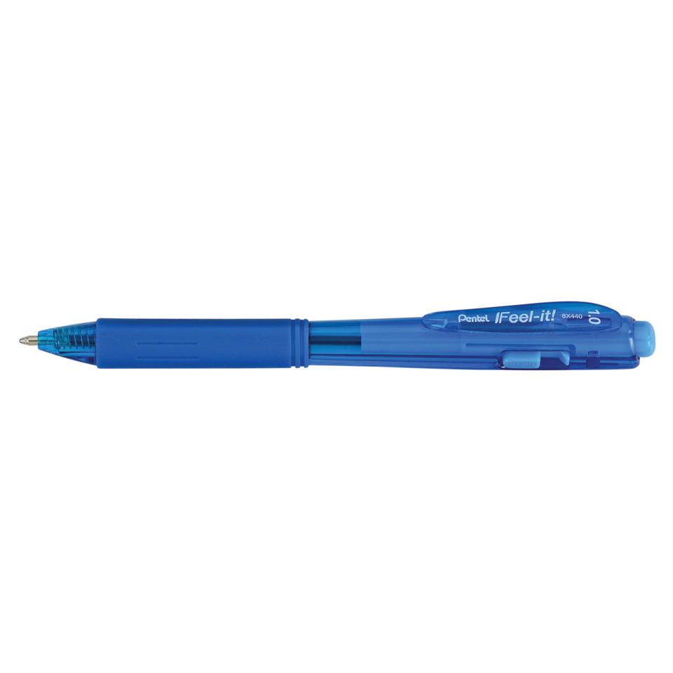 blau, Kugelschreiber, ziehbar, transparenter Griff, Stift