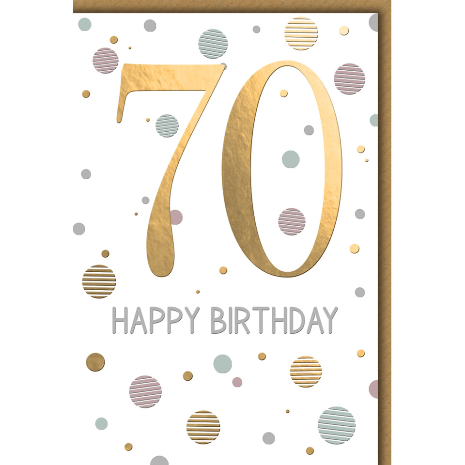 70. Geburtstag, Goldfolie, Karte, Konfetti, Pünktchen- Muster