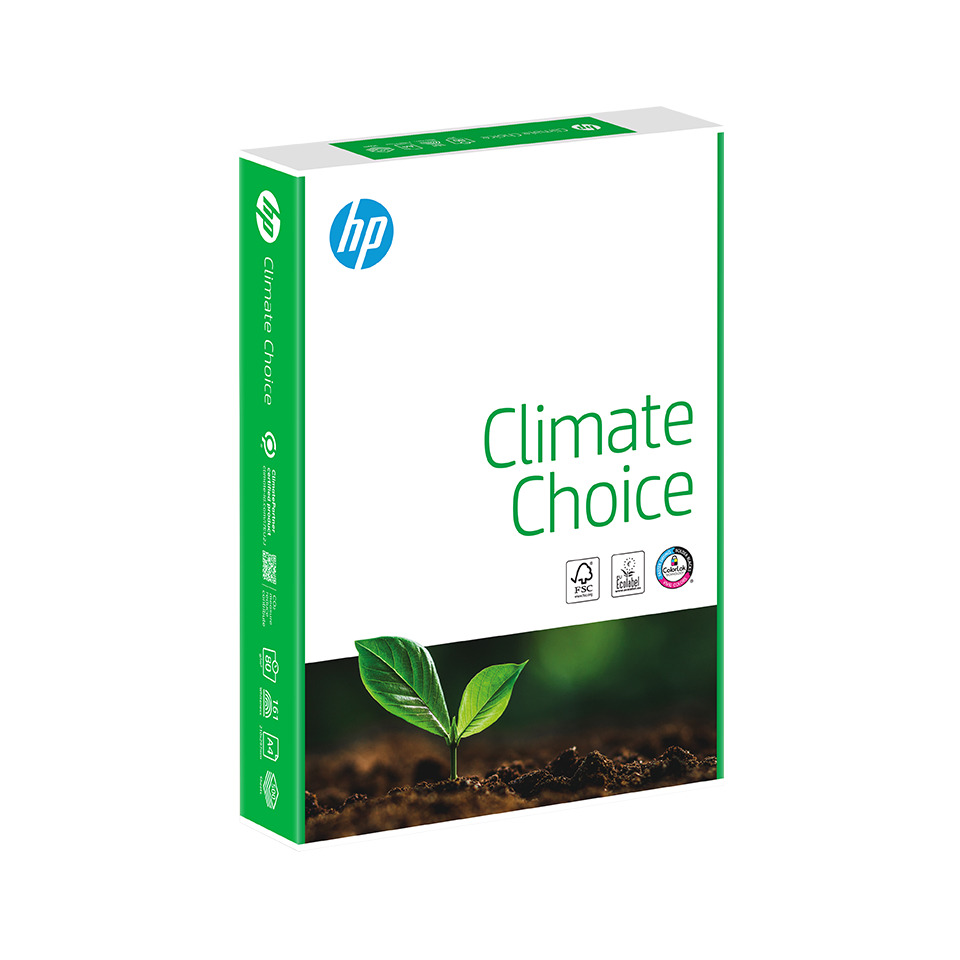 Klima-Box, Kartonverpackung, HP Climate Choice, Pflanzenbild, grün