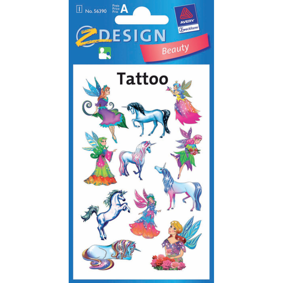 Tattoo Aufkleber, Einhörner, Feenfiguren, Magische Kreaturen, Fantasiekunst