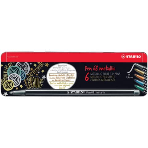 Fasermaler Pen 68 metallic, 1,4 mm (M), 6er Metalletui STABILO 6806/8-32