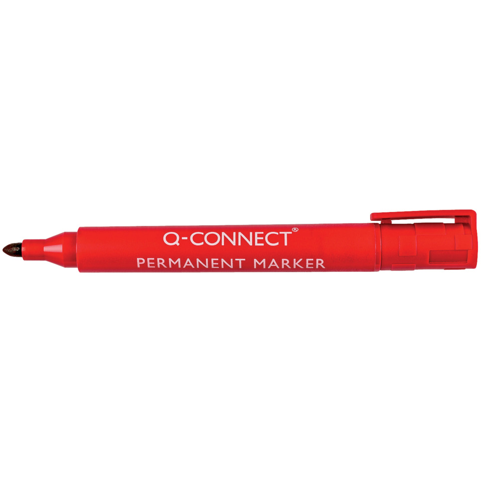 Permanentmarker, Marker, Rot, Feinerhalter, Q-Connect, Permanentmarker, Roter Marker, Stift, Markerenspitze, Kappe