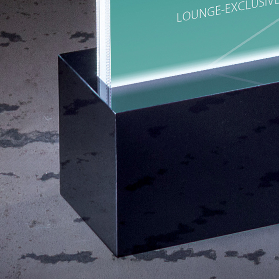 Glasrahmen, Displayrahmen, Lounge-Exklusive, Schwarz, Messeingang