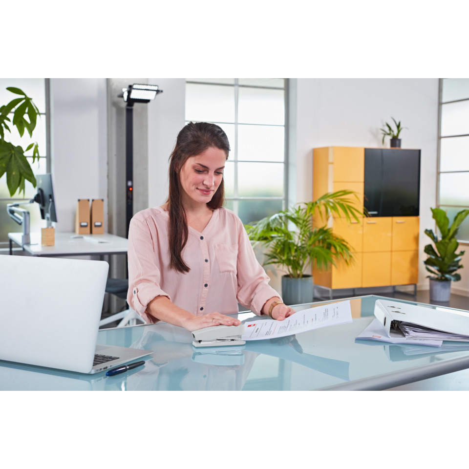 office, frau, tisch, dokumente, laptop