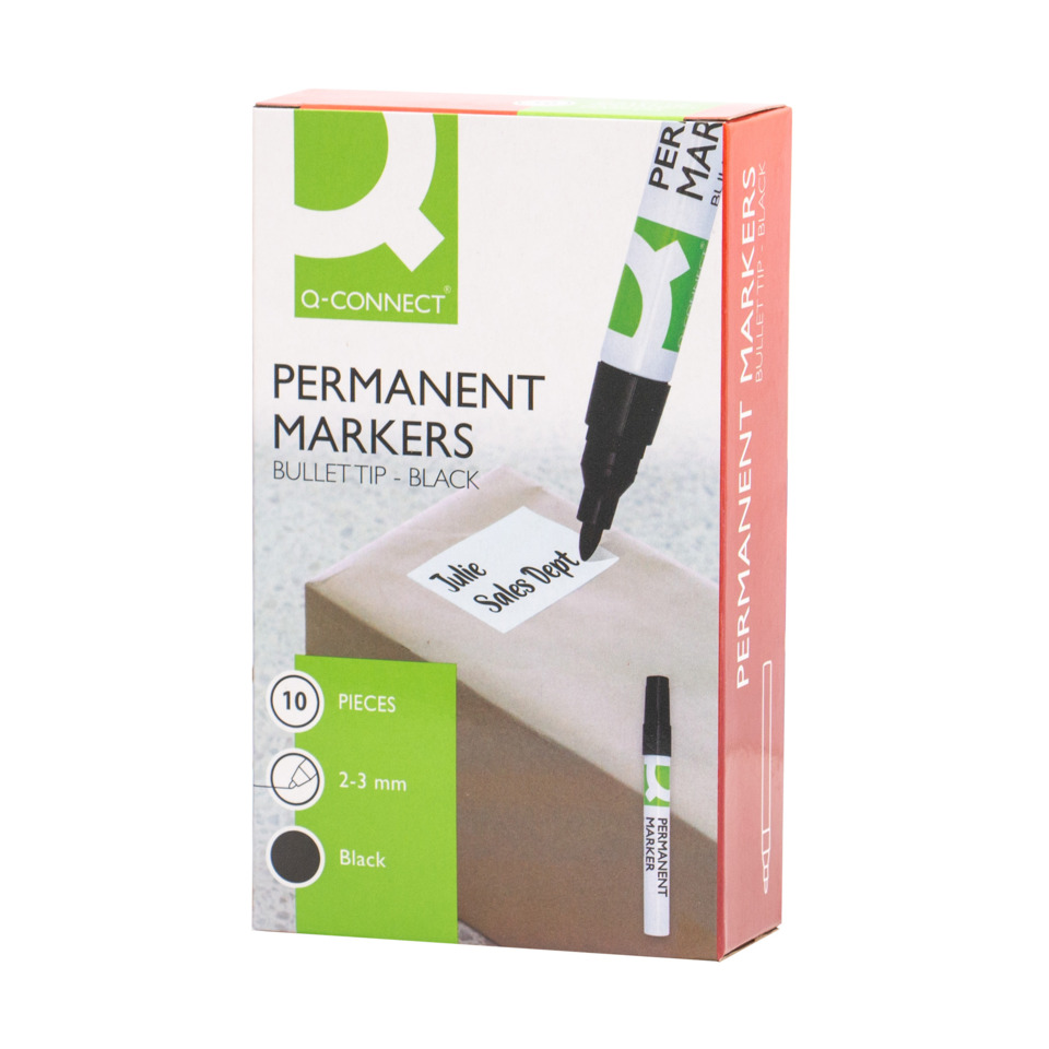 Permanent markers, Bullet tip, Schwarz, 2-3 mm, 10 Stück